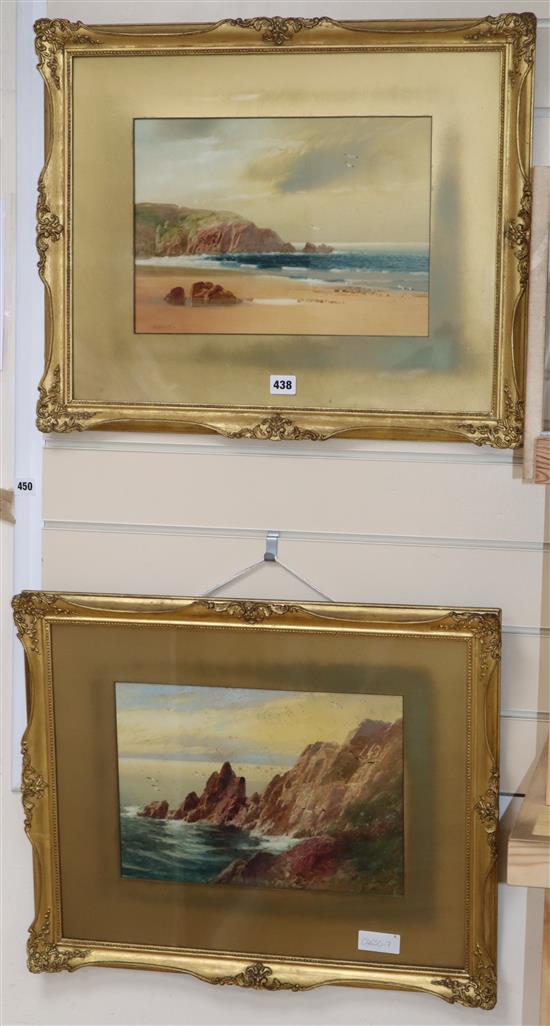 John Shapland (1865-1929) pair of watercolours, Coastal landscapes, signed, 25 x 35cm